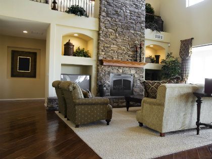 Interior of a residential home with a modern living room space